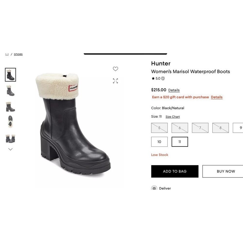 Hunter rain boots size 11